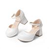 imageDREAM PAIRS Girls Dress Shoes Platform Square Toe High Heels Ankle Strap Party Wedding Flower Pump for Little Big KidWhite