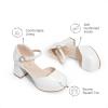 imageDREAM PAIRS Girls Dress Shoes Platform Square Toe High Heels Ankle Strap Party Wedding Flower Pump for Little Big KidWhite