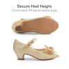 imageDREAM PAIRS Girls Heels Dress Shoes Flats for Wedding Bow Flower Princess Shoes for Little KidBig KidGoldglitter