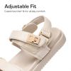 imageDREAM PAIRS Girls Sandals Casual Open Toe Two Adjustable Strapped Sandals with Hook and Loop for Little KidBig KidNude