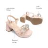 imageDREAM PAIRS Girls Sandals Open Toe Low Block Chunky Heels Sandals Bow Flower Party Dress Pumps Shoes for Little Big KidPink