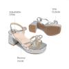 imageDREAM PAIRS Girls Sandals Open Toe Low Block Chunky Heels Sandals Bow Flower Party Dress Pumps Shoes for Little Big KidSilver