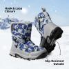 imageDREAM PAIRS Kids Waterproof Snow Boots with Hook and Loop Mid Calf Faux Fur Lining Winter BootsCamouflageBlue
