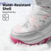 imageDREAM PAIRS Kids Waterproof Snow Boots with Hook and Loop Mid Calf Faux Fur Lining Winter BootsGrayWhiteRed