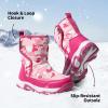 imageDREAM PAIRS Kids Waterproof Snow Boots with Hook and Loop Mid Calf Faux Fur Lining Winter BootsRose Red