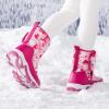 imageDREAM PAIRS Kids Waterproof Snow Boots with Hook and Loop Mid Calf Faux Fur Lining Winter BootsRose Red