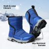 imageDREAM PAIRS Kids Waterproof Snow Boots with Hook and Loop Mid Calf Faux Fur Lining Winter BootsRoyal Blue