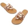 imageDREAM PAIRS Womens Flip Flops Round Toe Multi Strap lightweight Summer Beach Flat Casual Thong SandalsRose Gold