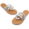 imageDREAM PAIRS Womens Flip Flops Round Toe Multi Strap lightweight Summer Beach Flat Casual Thong SandalsSilver
