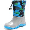 imageDREAM PAIRS Boys Snow Boots Waterproof Camouflage Slip Resistant Mid Calf Faux Fur Lining Outdoor Muck Winter Shoes for LittleBig KidsBlueGray