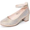 imageDREAM PAIRS Girls Dress Shoes Chunky High Heels Ankle Strap Party Wedding Princess Pump for Little Big KidGold
