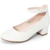 imageDREAM PAIRS Girls Dress Shoes Chunky High Heels Ankle Strap Party Wedding Princess Pump for Little Big KidWhite