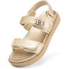 imageDREAM PAIRS Girls Sandals Casual Open Toe Two Adjustable Strapped Sandals with Hook and Loop for Little KidBig KidGold