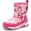 imageDREAM PAIRS Kids Waterproof Snow Boots with Hook and Loop Mid Calf Faux Fur Lining Winter BootsRose Red