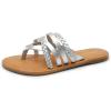 imageDREAM PAIRS Womens Flip Flops Round Toe Multi Strap lightweight Summer Beach Flat Casual Thong SandalsSilver