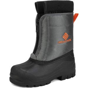 imageDREAM PAIRS Boys Girls Waterproof Winter Snow Boots for LittleBig KidsGreyOrange