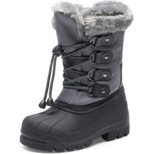 imageDREAM PAIRS Boys amp Girls Waterproof Winter Snow Boots for Little KidBig KidGrey