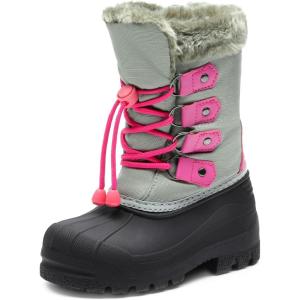 imageDREAM PAIRS Boys amp Girls Waterproof Winter Snow Boots for Little KidBig KidGreyFuchsia