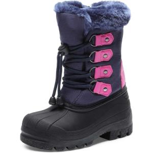 imageDREAM PAIRS Boys amp Girls Waterproof Winter Snow Boots for Little KidBig KidNavyFuchsia