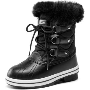 imageDREAM PAIRS Cozy Kids Snow Boots Warm amp WaterResistant Winter Boots with Faux Fur for AllDay Play NonSlip Mid Calf BootsBlack