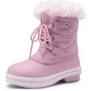 imageDREAM PAIRS Cozy Kids Snow Boots Warm amp WaterResistant Winter Boots with Faux Fur for AllDay Play NonSlip Mid Calf BootsPink