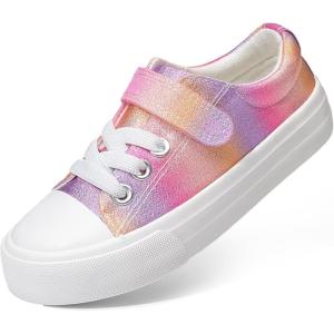 imageDREAM PAIRS Kids Toddler Sneakers Boys Girls Casual Canvas School ShoesPinkRainbow