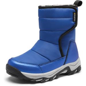 imageDREAM PAIRS Kids Waterproof Snow Boots with Hook and Loop Mid Calf Faux Fur Lining Winter BootsRoyal Blue