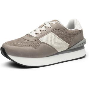 imageDREAM PAIRS Women Sneakers Tennis Ray Walking Platform Chunky Comfortable Lightweight Lace Up Casual Fashion SneakerGrey