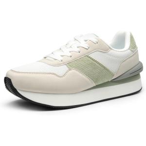 imageDREAM PAIRS Women Sneakers Tennis Ray Walking Platform Chunky Comfortable Lightweight Lace Up Casual Fashion SneakerWhiteGreen