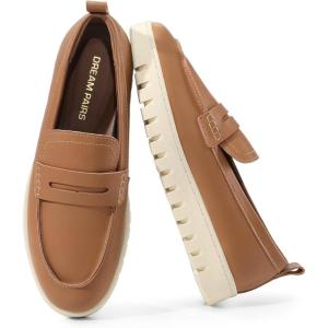 imageDREAM PAIRS Womens Arch Support Slip On LoafersBrownpu