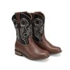 imageDREAM PAIRS Boys Cowboy Boots Kids Classic Western Boots Square Toe Girls Cowgirl Boots for ToddlerLittle KidBig KidBlackBrown