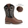 imageDREAM PAIRS Boys Cowboy Boots Kids Classic Western Boots Square Toe Girls Cowgirl Boots for ToddlerLittle KidBig KidBlackBrown