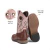 imageDREAM PAIRS Boys Cowboy Boots Kids Classic Western Boots Square Toe Girls Cowgirl Boots for ToddlerLittle KidBig KidPink