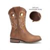 imageDREAM PAIRS Boys Cowboy Boots Kids Classic Western Boots Square Toe Girls Cowgirl Boots for ToddlerLittle KidBig KidTan