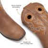 imageDREAM PAIRS Boys Cowboy Boots Kids Classic Western Boots Square Toe Girls Cowgirl Boots for ToddlerLittle KidBig KidTan