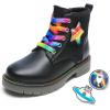 imageDREAM PAIRS Girls Boys Glitter Ankle Boots Side Zipper Combat Shoes with Lace Up for ToddlerLittle KidBig KidBlack  Multicolor