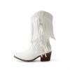 imageDREAM PAIRS Girls Cowboy Boots with Tassel Fringe Cowgirl Boots Kids Western Boots Stylish amp ComfortableWhite