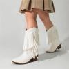 imageDREAM PAIRS Girls Cowboy Boots with Tassel Fringe Cowgirl Boots Kids Western Boots Stylish amp ComfortableWhite