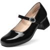 imageDREAM PAIRS Girls Dress Shoes Mary Jane Low Heels Flower Wedding Party Pump Prom Footwear for LittleBig KidsBlack
