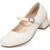 imageDREAM PAIRS Girls Dress Shoes Mary Jane Low Heels Flower Wedding Party Pump Prom Footwear for LittleBig KidsIvory