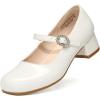 imageDREAM PAIRS Girls Dress Shoes Mary Jane Low Heels Flower Wedding Party Pump Prom Footwear for LittleBig KidsWhite