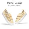 imageDREAM PAIRS Kids Toddler Sneakers Boys Girls Canvas with Cartoon Dual Hook and Loops for School WalkingYellowFlower