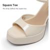 imageDREAM PAIRS Platform Heels for Women Square Toe Chunky High Heels Ankle Strap Sandals for Wedding Party Formal EventBeige