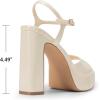 imageDREAM PAIRS Platform Heels for Women Square Toe Chunky High Heels Ankle Strap Sandals for Wedding Party Formal EventBeige