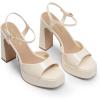 imageDREAM PAIRS Platform Heels for Women Square Toe Chunky High Heels Ankle Strap Sandals for Wedding Party Formal EventBeige