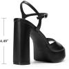 imageDREAM PAIRS Platform Heels for Women Square Toe Chunky High Heels Ankle Strap Sandals for Wedding Party Formal EventBlack
