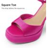 imageDREAM PAIRS Platform Heels for Women Square Toe Chunky High Heels Ankle Strap Sandals for Wedding Party Formal EventHot Pink