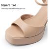 imageDREAM PAIRS Platform Heels for Women Square Toe Chunky High Heels Ankle Strap Sandals for Wedding Party Formal EventNude