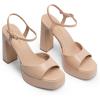 imageDREAM PAIRS Platform Heels for Women Square Toe Chunky High Heels Ankle Strap Sandals for Wedding Party Formal EventNude