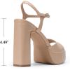 imageDREAM PAIRS Platform Heels for Women Square Toe Chunky High Heels Ankle Strap Sandals for Wedding Party Formal EventNude